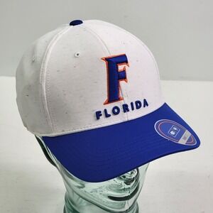 Men's Top of the World Florida Gators White Blue Stretch Fitted Hat Cap OSFA New